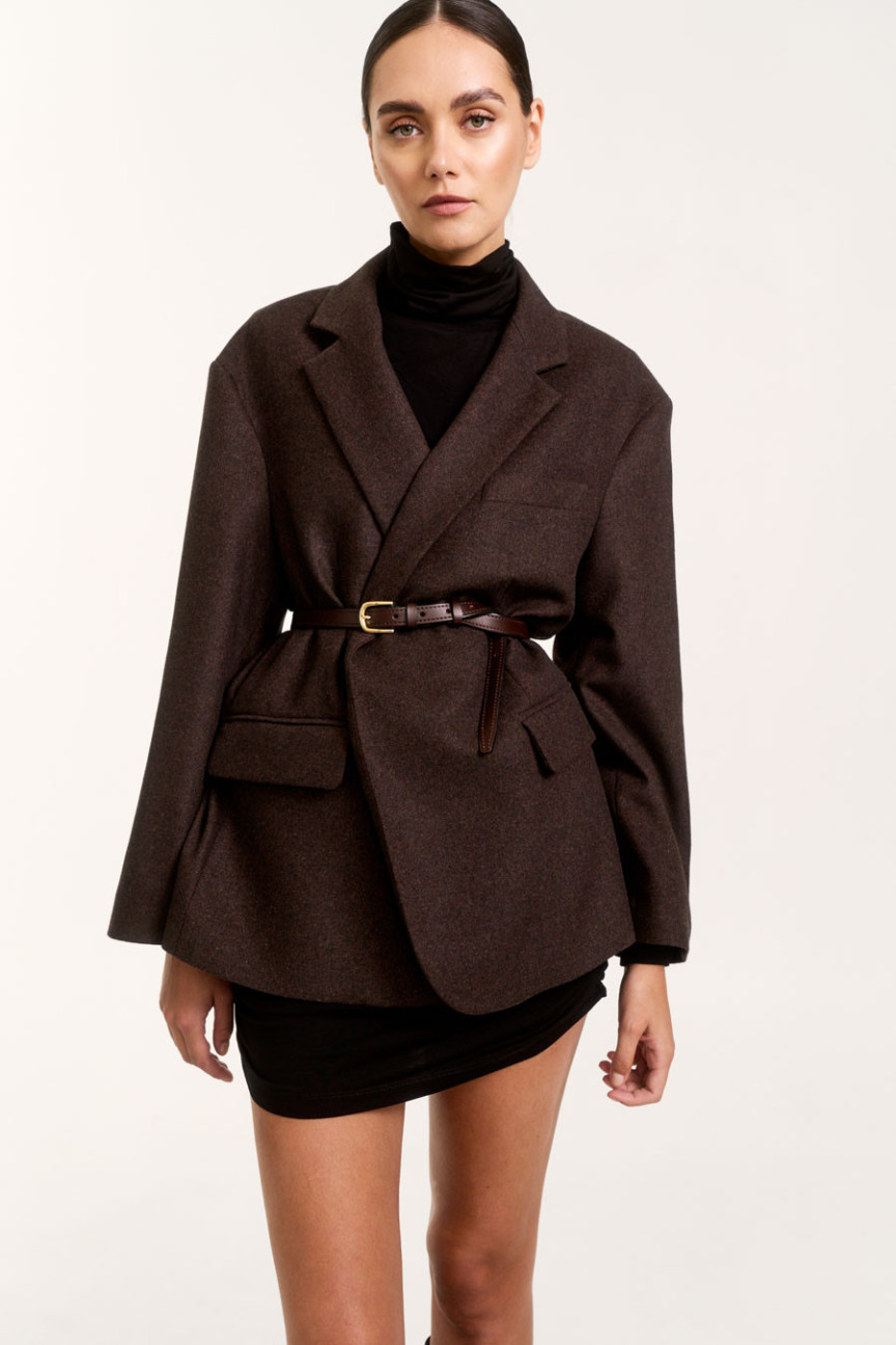 MARYNARKA MADRYT WOOL BROWN