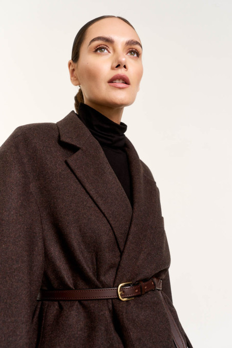 MARYNARKA MADRYT WOOL BROWN